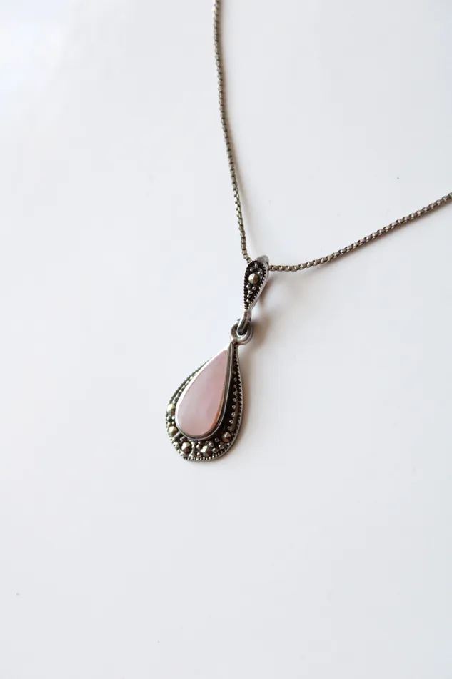 Pink Mother Of Pearl Sterling Silver Pendant Necklace Jubilee Thrift Necklaces