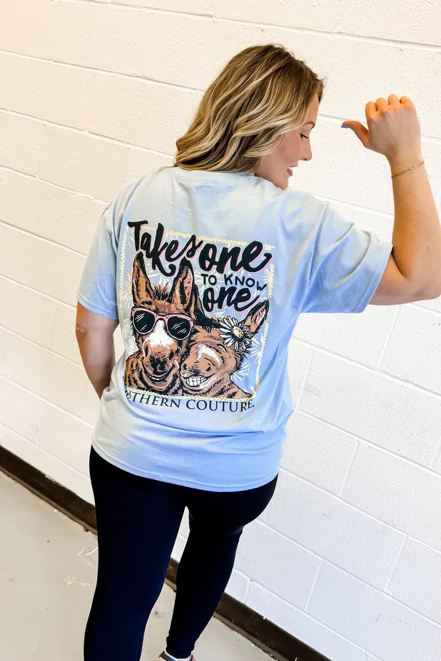 Southern Couture Necklaces Takes One To Know One Graphic Tee Light Blue