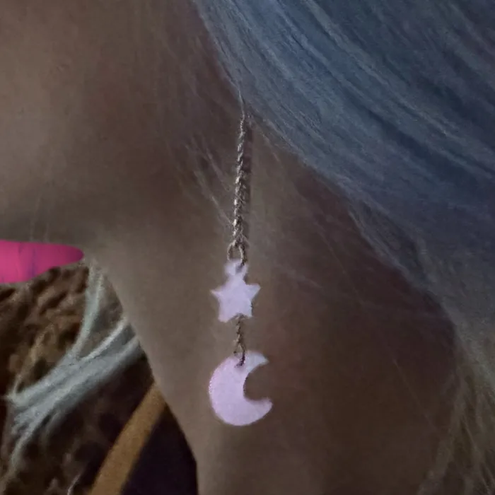 Earrings VincaUSA Dancin in the Moonlight Earrings Glow in the dark pink moon and star