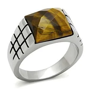 Rings Green CJ447 Wholesale Smoked Quartz Stainless Steel Ring