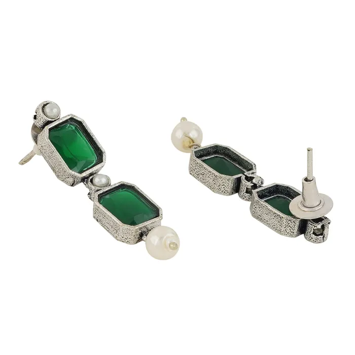 Teejh Teejh Silver Noir Green Elegant Set Earrings