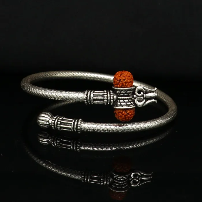 Bracelets TRIBAL ORNAMENTS 925 sterling silver Idol Lord Shiva trident trishool kada bangle bracelet New fancy design top class gifting jewelry nssk325