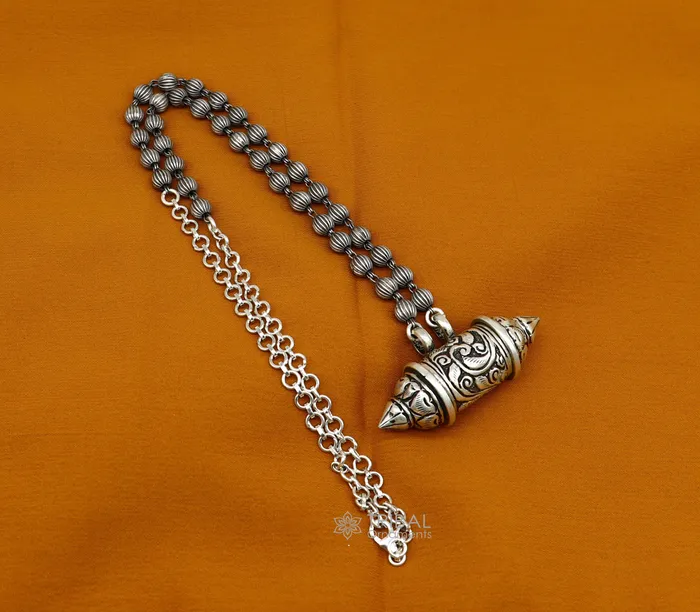 Necklaces 925 Sterling silver handmade vintage design amulet box pendant necklace excellent tribal ethnic mantra box pendant jewelry Rajasthan set590 TRIBAL ORNAMENTS
