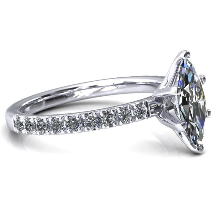 Nefili Marquise Center Stone 6 Prong 58 Eternity Diamond French Pave Engagement Ring Fire Brilliance Rings