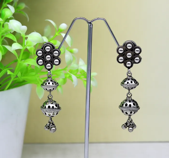 TRIBAL ORNAMENTS Earrings 925 sterling silver handmade gorgeous customized vintage antique style drop dangle peacock stud earring tribal belly dance jewelry ear474