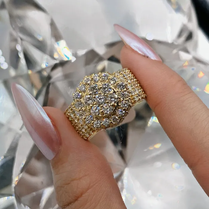 Diamond Source NYC Rings Natural Round Brilliant Diamond Cocktail Ring Set in 14K Yellow Gold 492ct tw