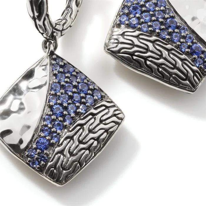 John Hardy Earrings John Hardy Classic Chain Sterling Silver Hammered Square Drop Earrings