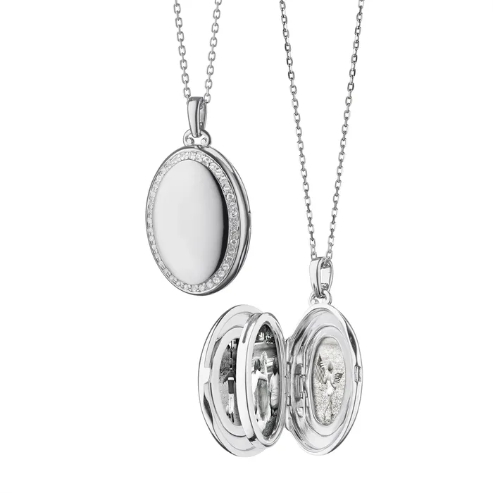 Necklaces Monica Rich Kosann Monica Rich Kosann Sterling Silver Mini FourImage Locket Necklace with White Sapphire