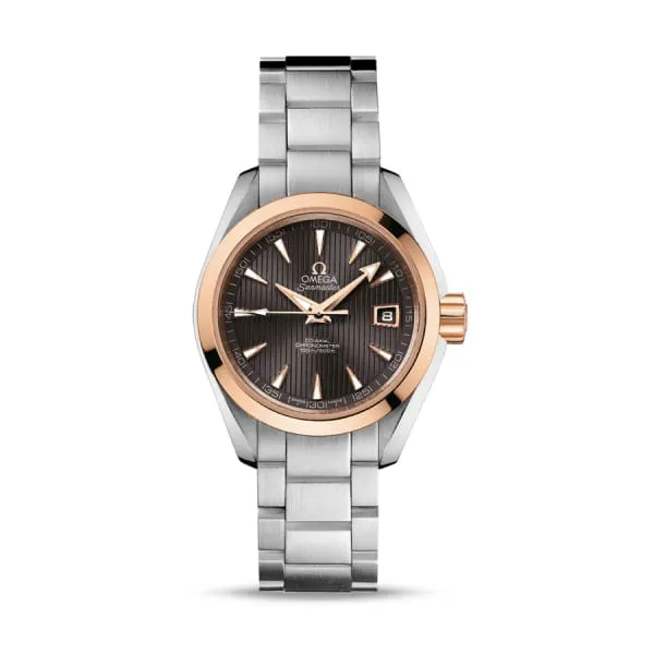 Omega Bracelets Omega Seamaster 30mm Watch Ref 23120302006003 Grey Index Dial 18K Rose Gold Bezel Stainless Steel Bracelet