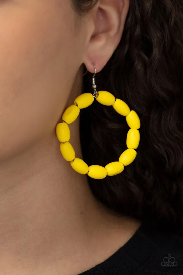 Paparazzi Jewelry Earrings Paparazzi Earring Living The WOOD Life Yellow