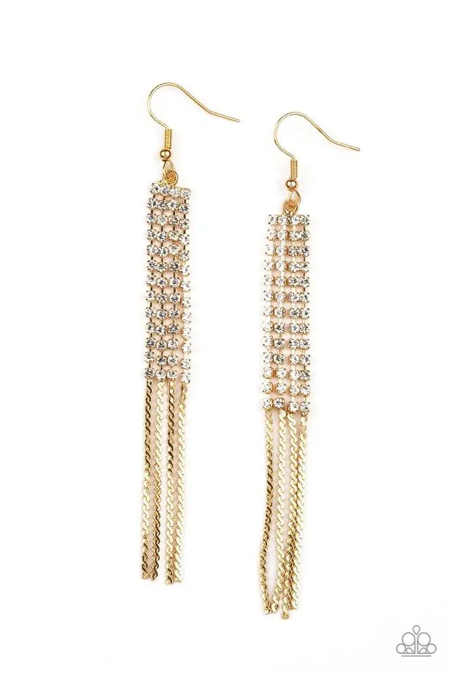 Paparazzi Jewelry Earrings Paparazzi Earring Rhinestone Romance Gold
