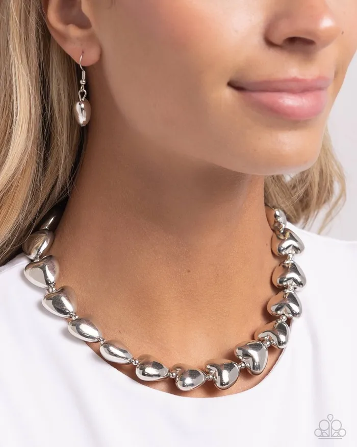 Paparazzi Necklace Hello Heartstrings Silver Paparazzi Jewelry Necklaces