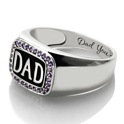Personalized 925 Sterling Silver DAD Ring with Custom Birthstones Perfect Fathers Day Gift Belbren Rings