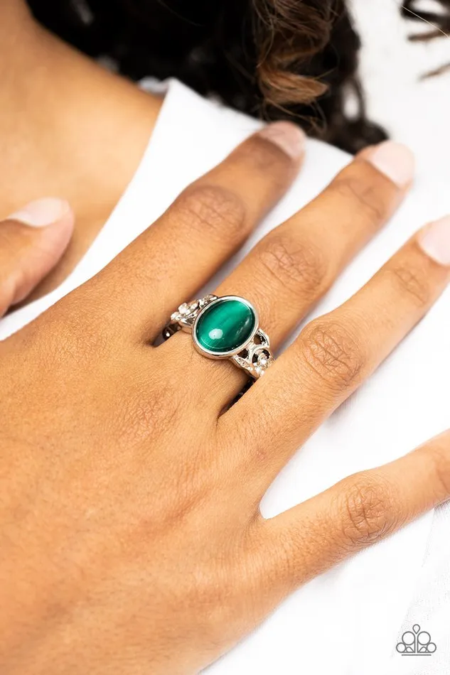 Rings Paparazzi Jewelry Paparazzi Ring Crystals and Cats Eye Green