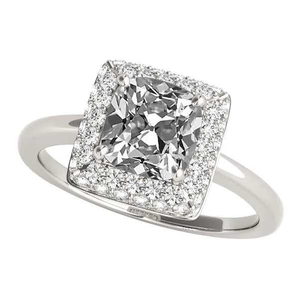 14K Gold Ladys Halo Ring Cushion Old Mine Cut Genuine Natural Earth Mined Diamond 550 Carats HarryChadEntcom Rings