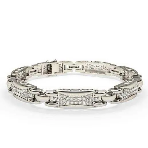 Bracelets GB Small Brilliant Cut Natural Earth Mined Diamonds 6 Carats Mens Link Bracelet WG 14K