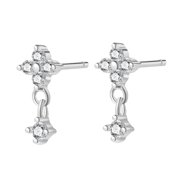 Daisy Drop Hanging Stud Earrings Sterling Silver Hey Happiness Earrings Daisy Drop Hanging Stud Earrings Sterling Silver Hey Happiness Earrings