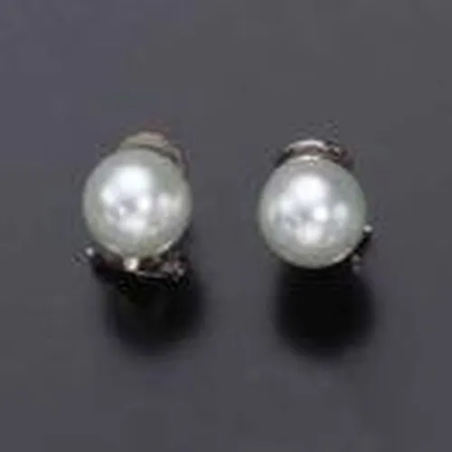 Earrings CZ Collections 10mm Imitation Pearl Stud ClipPost Earrings CZ Collection