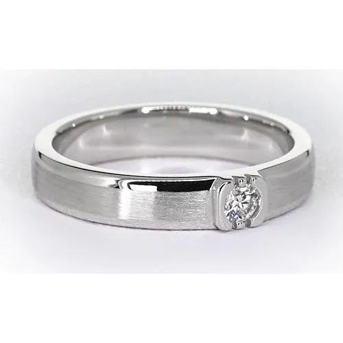 GB Rings Brushed Finish Round Natural Earth Mined Diamond Mens Ring White Gold 14K 050 Carats GB Rings Brushed Finish Round Natural Earth Mined Diamond Mens Ring White Gold 14K 050 Carats