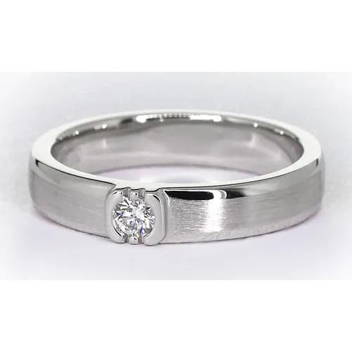 GB Rings Brushed Finish Round Natural Earth Mined Diamond Mens Ring White Gold 14K 050 Carats GB Rings Brushed Finish Round Natural Earth Mined Diamond Mens Ring White Gold 14K 050 Carats