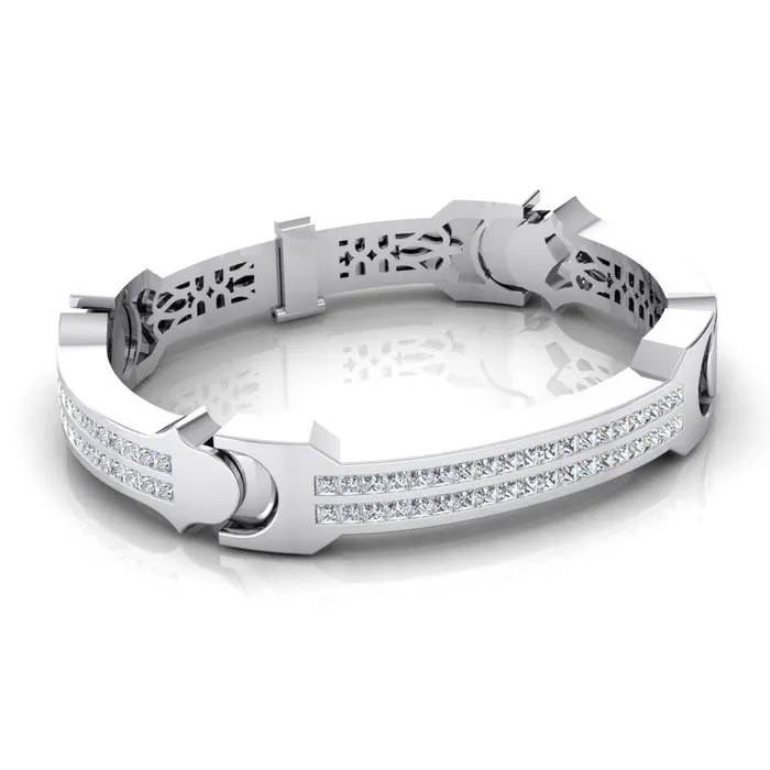 HarryChadEntcom Princess Mined Diamond Large Mens Gold Bracelet Heavy 6 mm Thick 16 Carats Bracelets