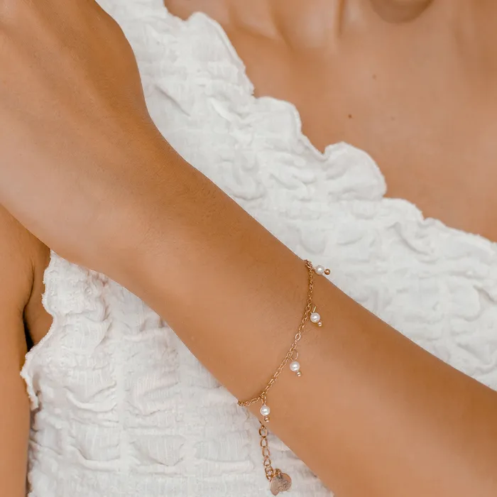 Hey Happiness Bracelets Cinque Pearl Chain Bracelet Rose Gold Hey Happiness Bracelets Cinque Pearl Chain Bracelet Rose Gold