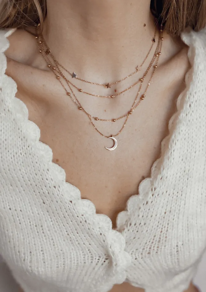 Necklaces Hey Happiness Layered Necklace Rose Gold