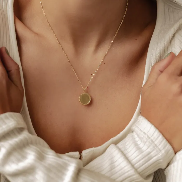 Necklaces Hey Happiness Round Rope Pendant Necklace Sterling Silver