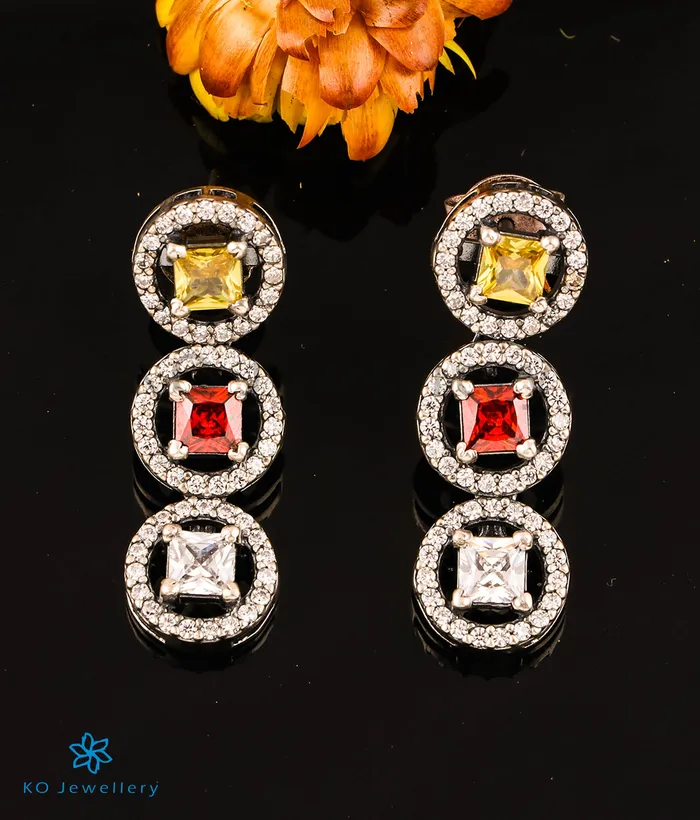 Necklaces The Vivarna Silver Necklace Earrings Bright SilverNavratna Silversmith