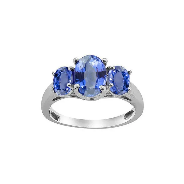 Rings GB 3 Stone Oval Sri Lankan Sapphire 4 Ct Gemstone Ring