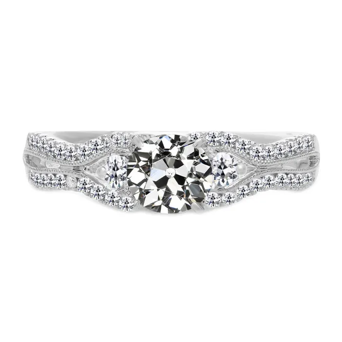 Rings HarryChadEntcom Round Old Cut Mined Diamond Anniversary Ring With Accents 4 Carats