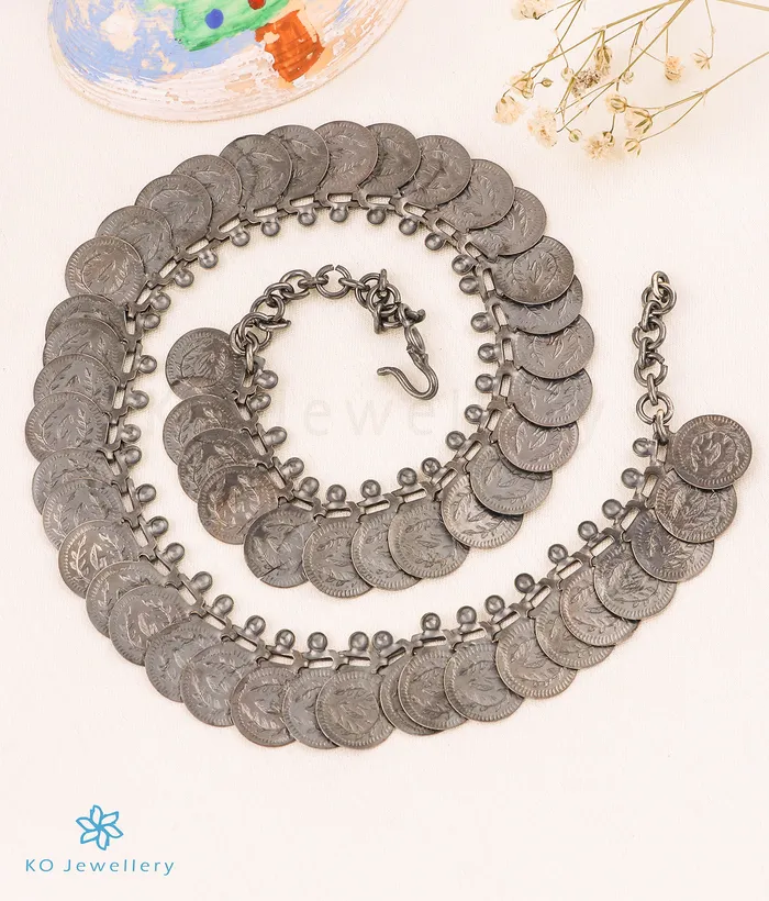 The Bhagya Silver Lakshmi Kasumala Coin Necklace Medium Silversmith Necklaces