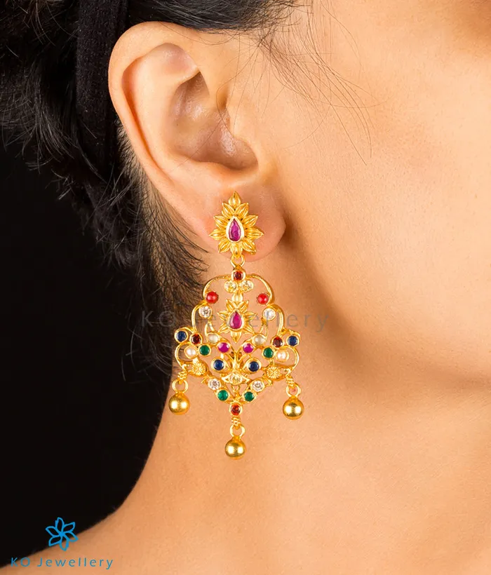 The Kadambari Silver Navaratna Earrings Silversmith Earrings