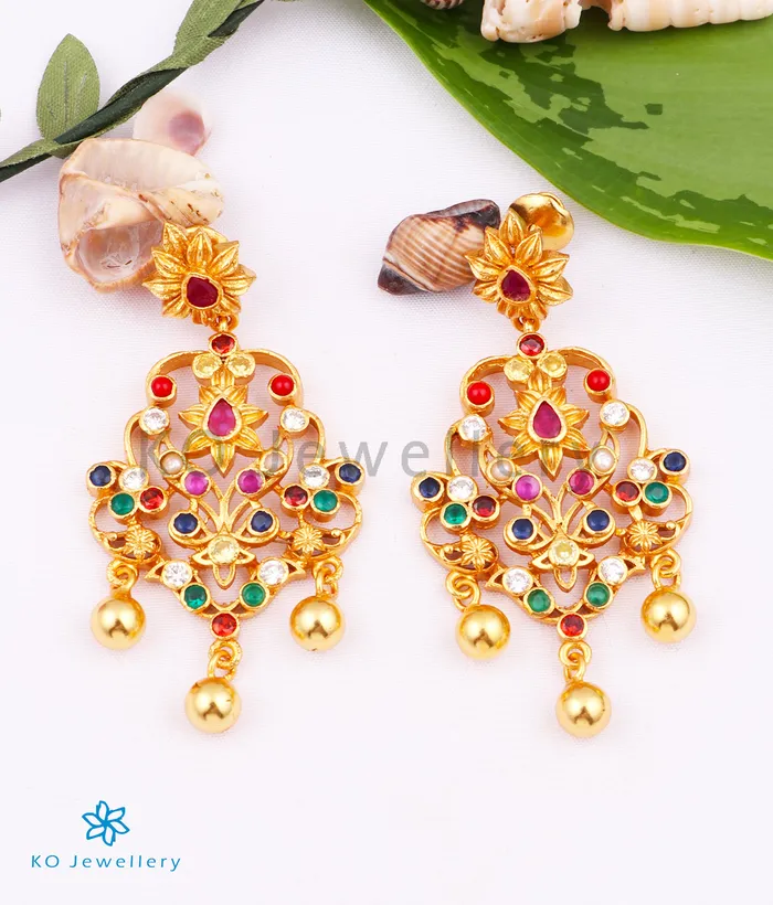 The Kadambari Silver Navaratna Earrings Silversmith Earrings