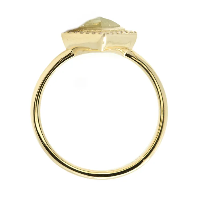 057ct Kite Shaped Rosecut Low Profile Halo Ring in 14k Yellow Anueva Jewelry Rings