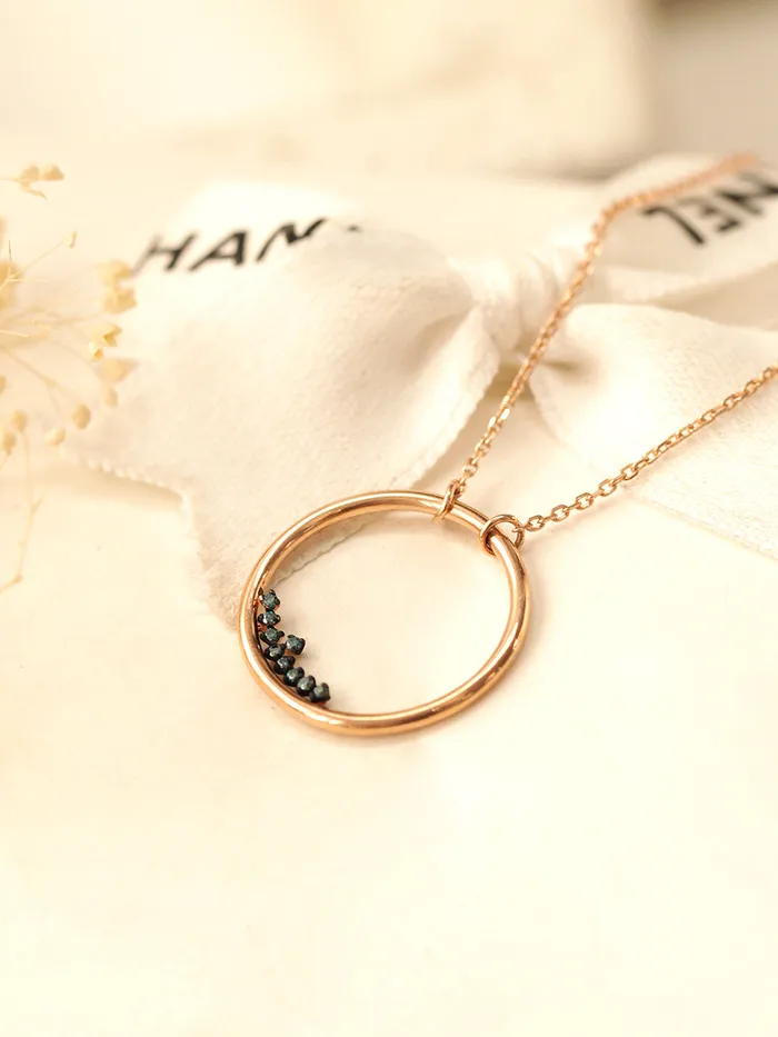 14K 18K Blue Diamond Circle Necklace MinimalBijoux Necklaces