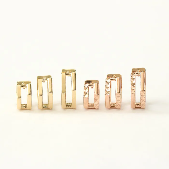 14K Gold Two Line Pentagon Conch Hoop Earring MinimalBijoux Earrings