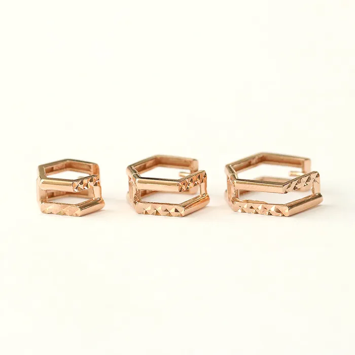 14K Gold Two Line Pentagon Conch Hoop Earring MinimalBijoux Earrings