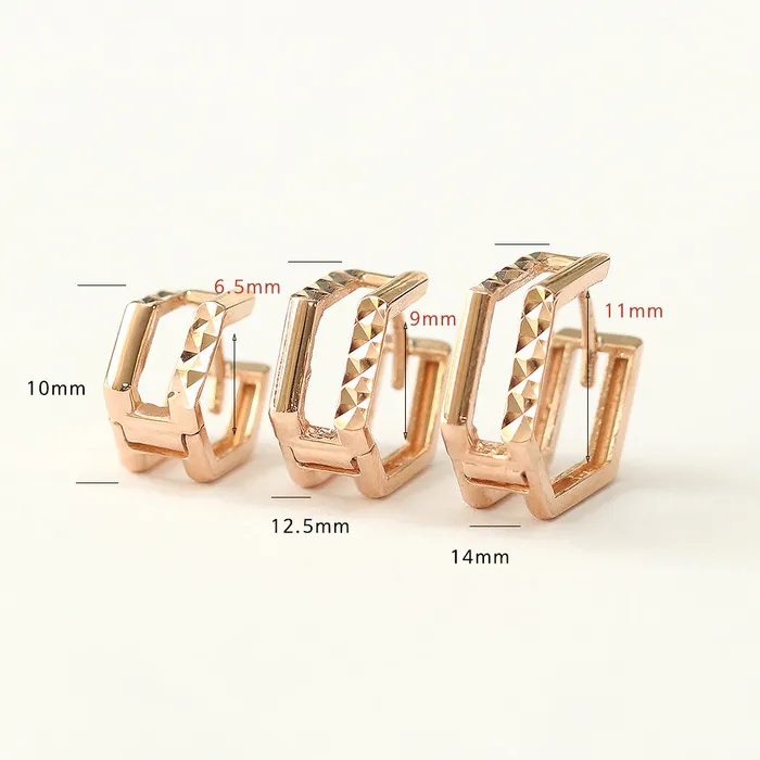 14K Gold Two Line Pentagon Conch Hoop Earring MinimalBijoux Earrings