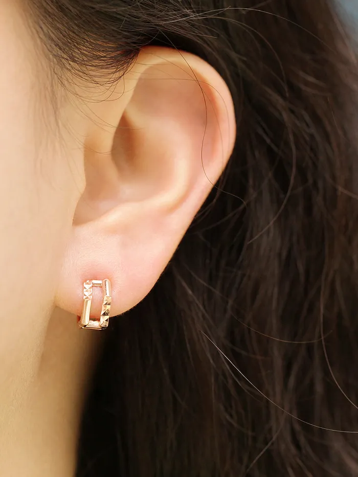 14K Gold Two Line Pentagon Conch Hoop Earring MinimalBijoux Earrings