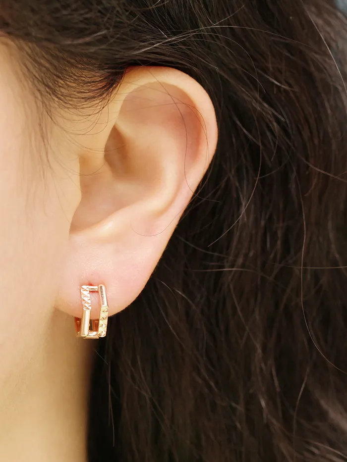14K Gold Two Line Pentagon Conch Hoop Earring MinimalBijoux Earrings