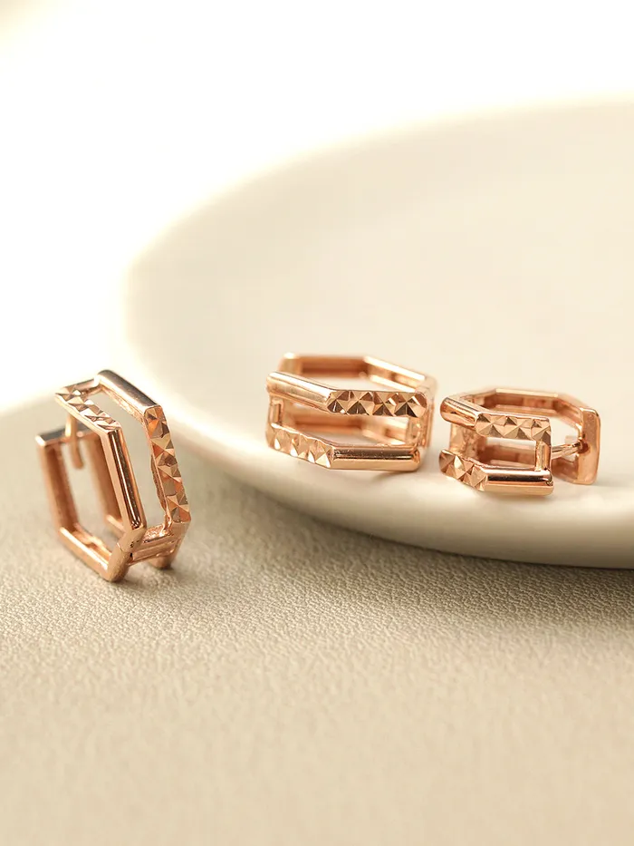 14K Gold Two Line Pentagon Conch Hoop Earring MinimalBijoux Earrings
