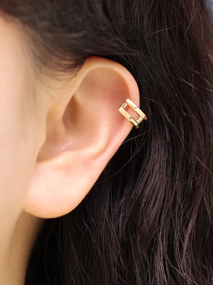 14K Gold Two Line Pentagon Conch Hoop Earring MinimalBijoux Earrings