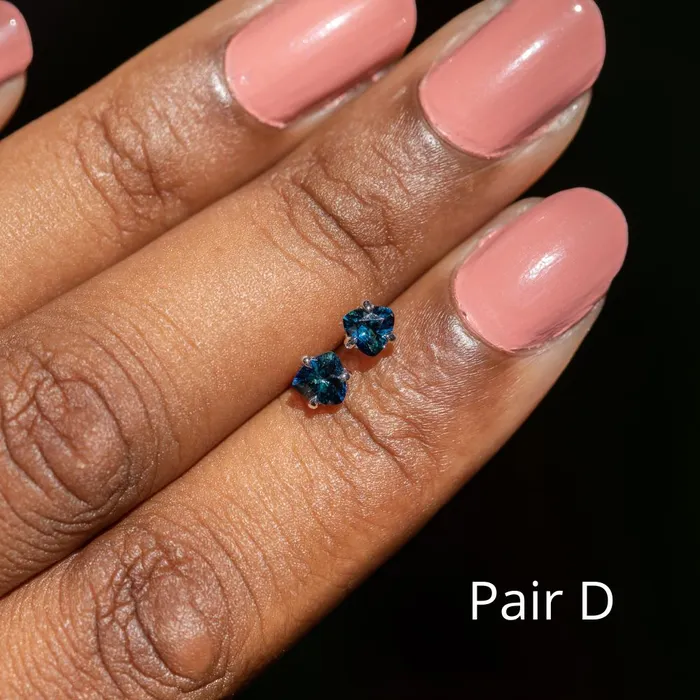 Anueva Jewelry Earrings Trillion Sapphire Stud Earrings in 14k Yellow Gold