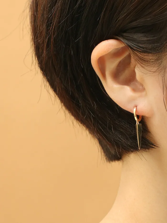 Earrings MinimalBijoux 14K 18K Gold Edge Triangle Drop Cartilage Hoop Earring