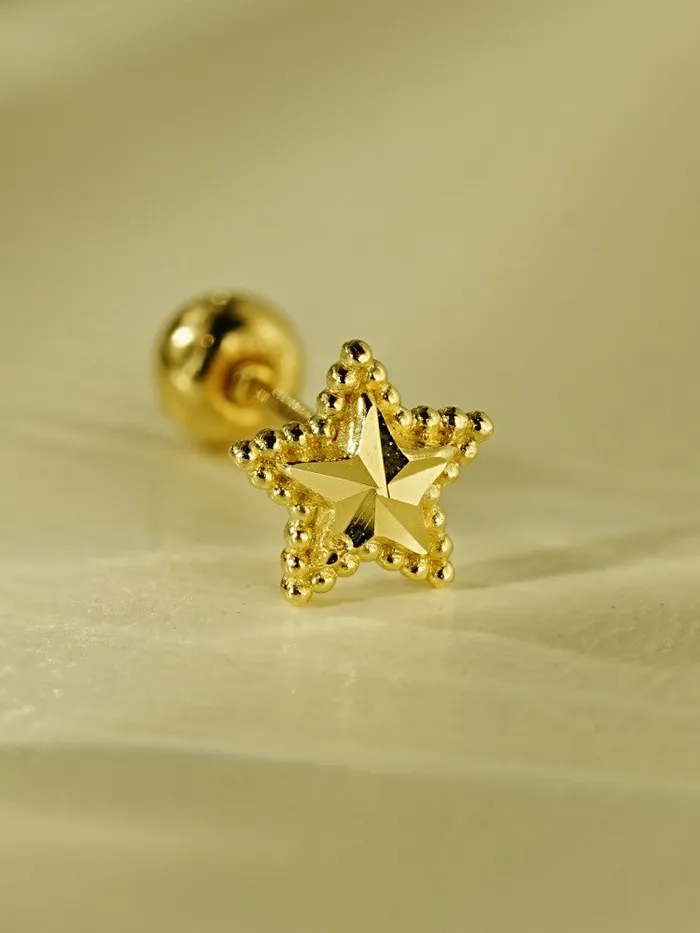 Earrings MinimalBijoux 14K Gold Dot Cutting Star Cartilage Earring 20G