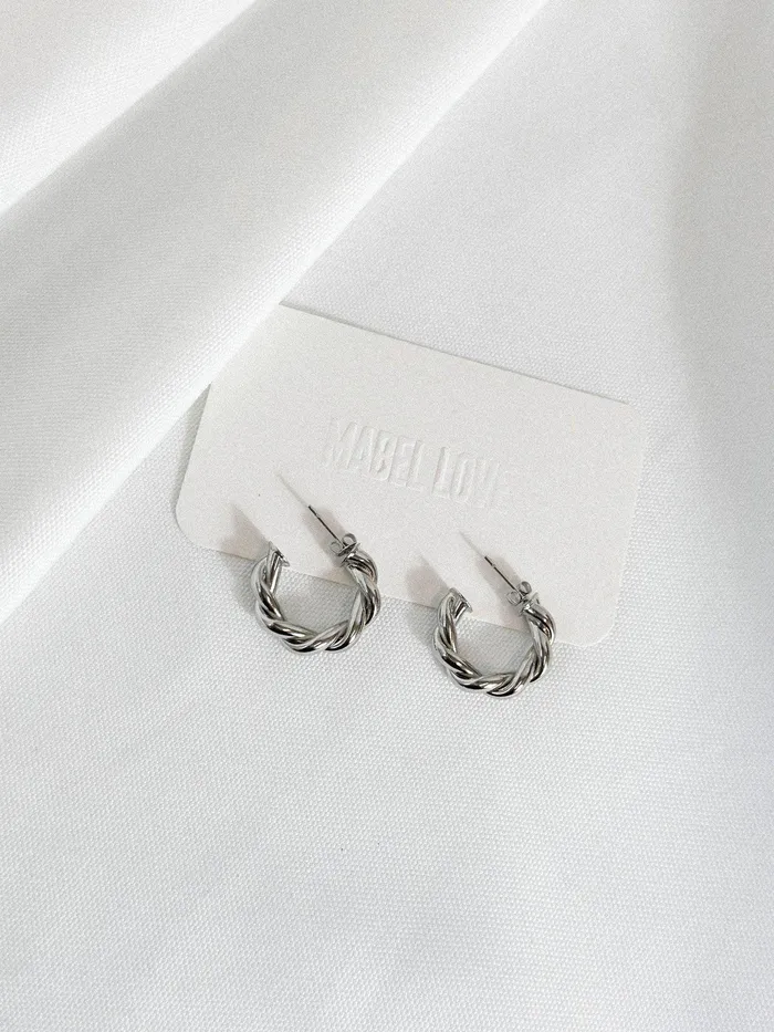 Mabel Love Boutique Twisted Silver Hoops Rings