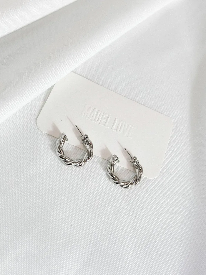 Mabel Love Boutique Twisted Silver Hoops Rings