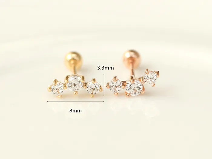 MinimalBijoux Earrings 14K gold Cubic Curve cartilage earring 20g