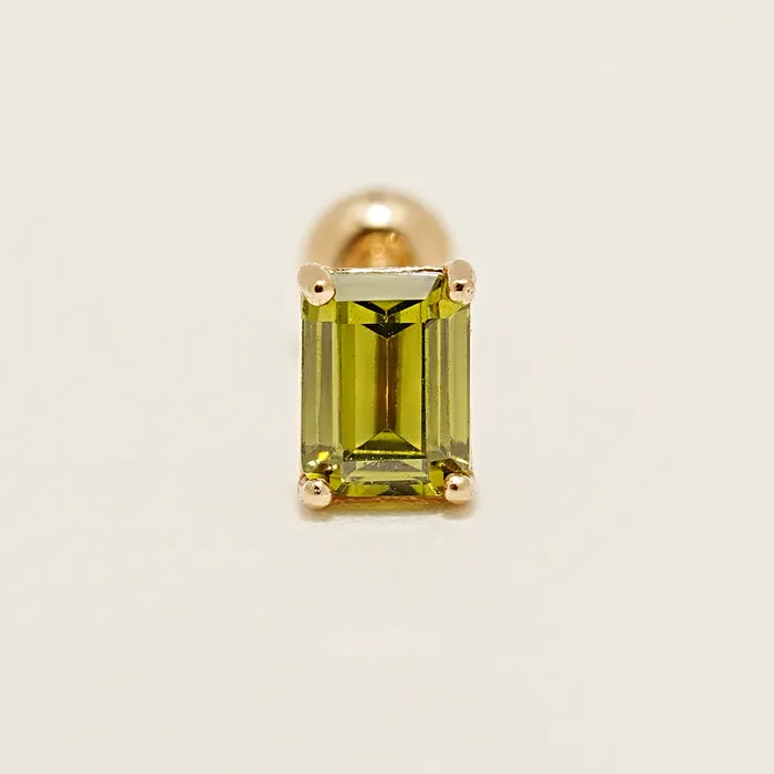 MinimalBijoux Earrings 14K Gold Emerald Cut Color Cubic Earring 20G18G16G